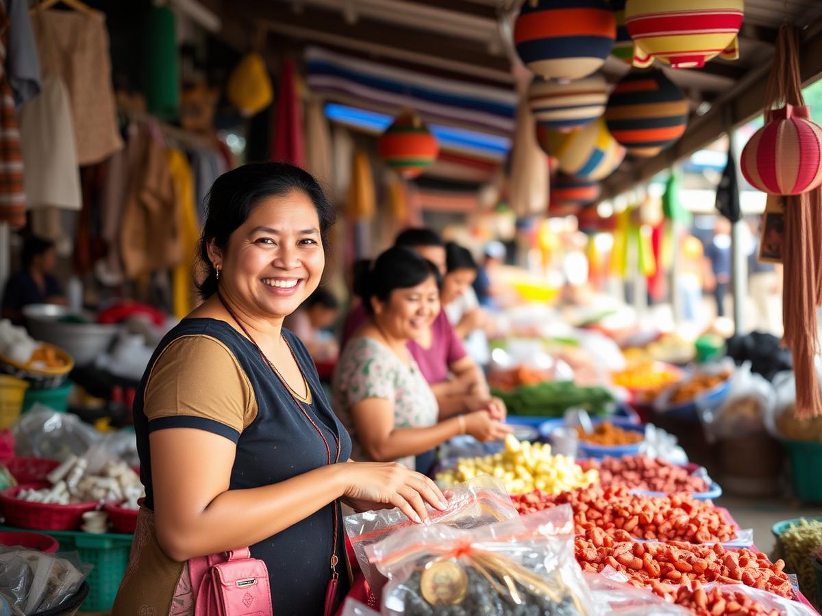 Market women traders at their stalls in an open-air market
